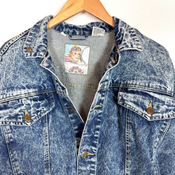 WHIPP Distressed Acid Wash Oversized Jacket Size Small (VINTAGE) - Picture 3 of 7